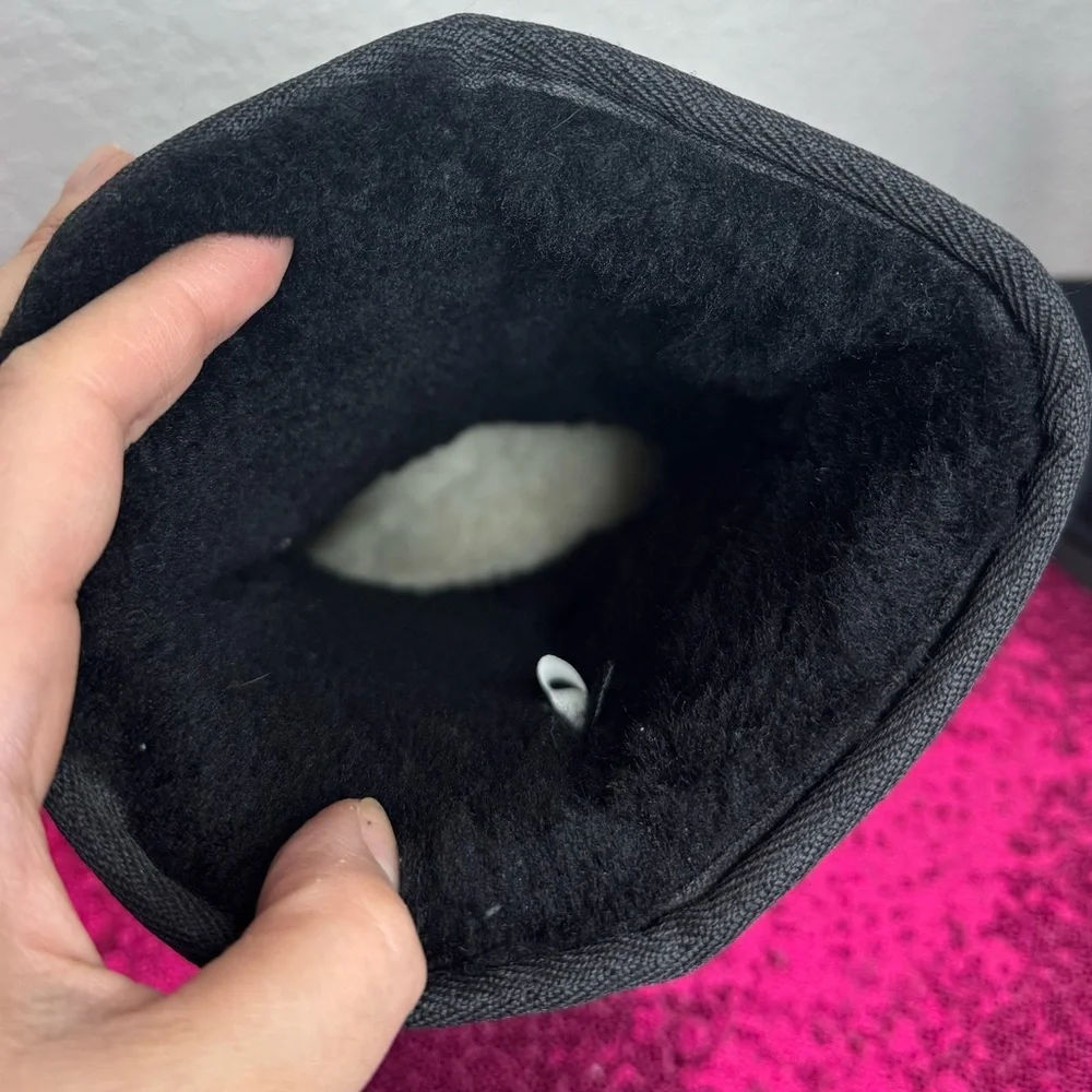 TCU 💜 Women’s Black Suede UGG-Style Calf-High, Faux Fur Boots (Size 9)